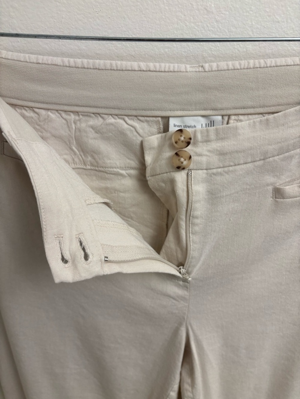 J. Jill Linen Stretch Slim-Leg Pants Slacks Sea Salt Beige Size 8 - Picture 6 of 13